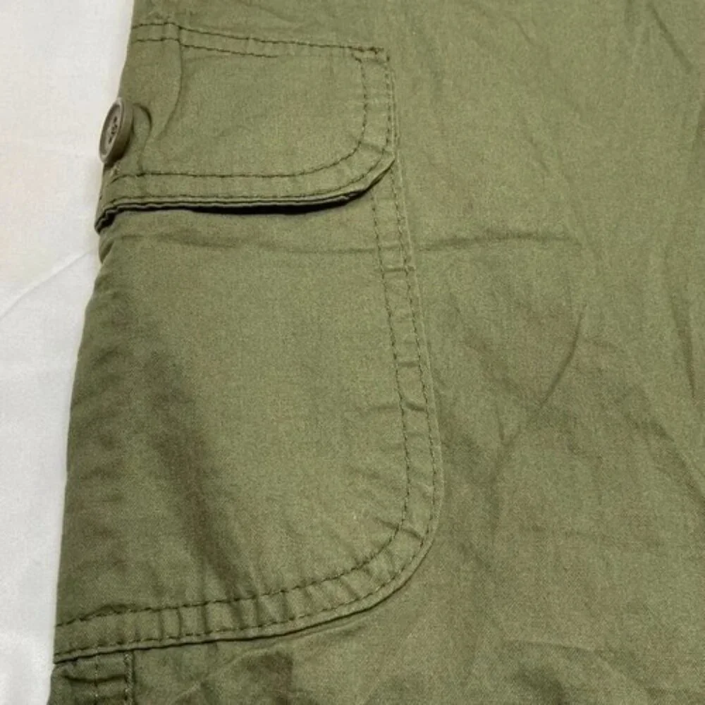 Woman Within Cargo Pants Women's 18W Olive Green Cotton Casual Roll Tab Cuff NWT